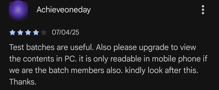 Achieveoneday's review on Google Play