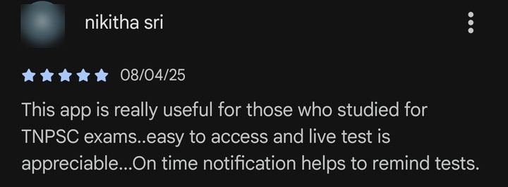nikitha sri's review on Google Play