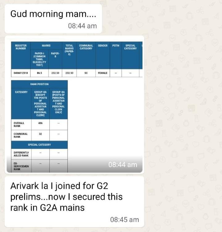 Original message from a student about Group 2 Prelims batch