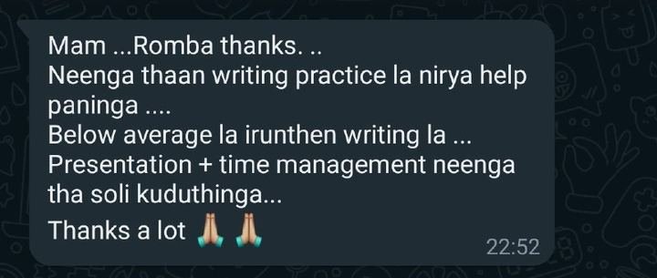 Original message from a student about Mains answer writing
