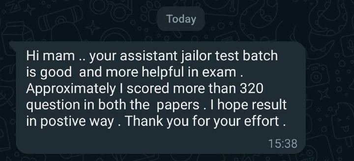 Original message from a student about Assistant Jailor test batch