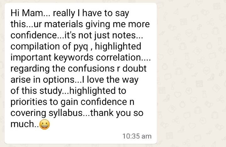 Original message from a student about Momentum Test Series material