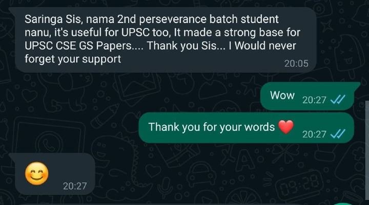 Original message from a student about GS batch