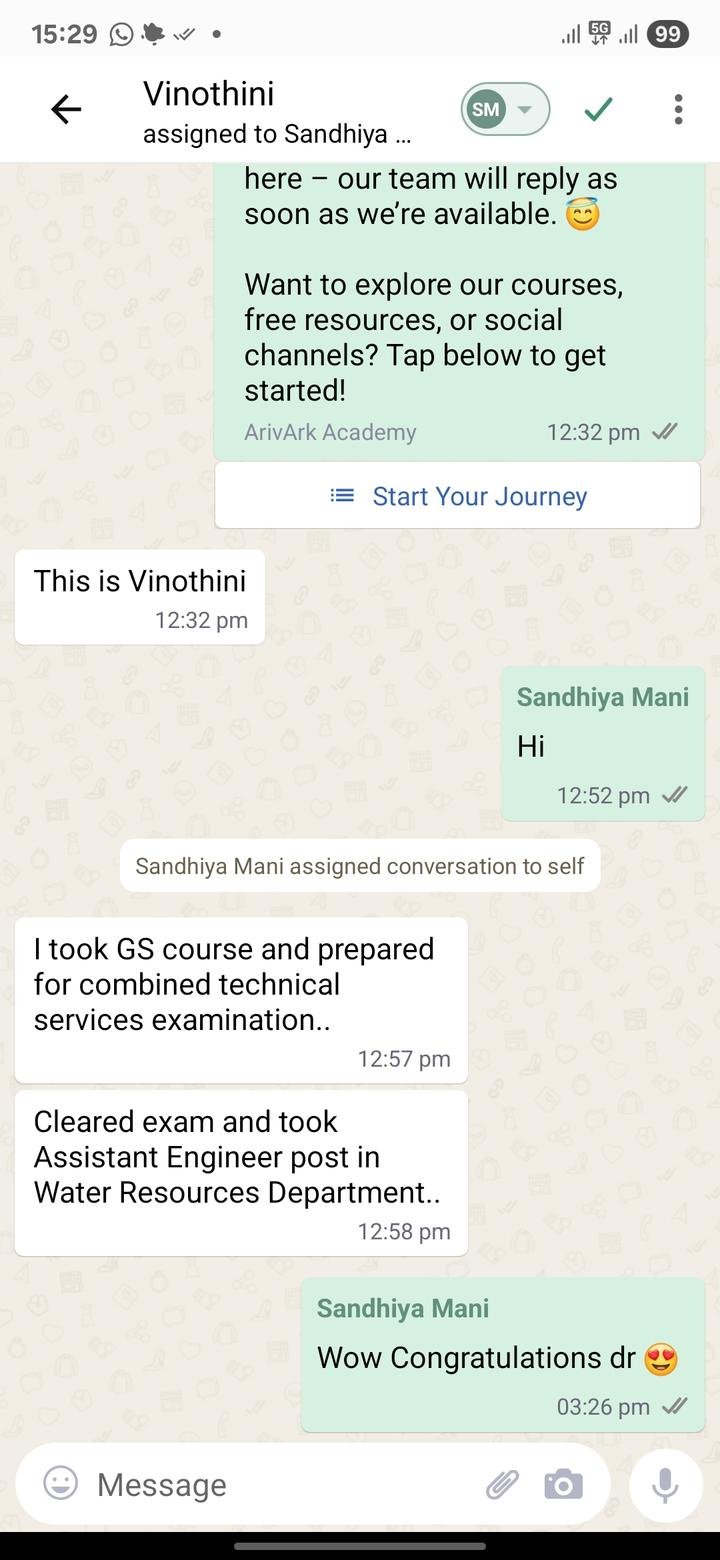 Vinothini: message to ArivArk Academy