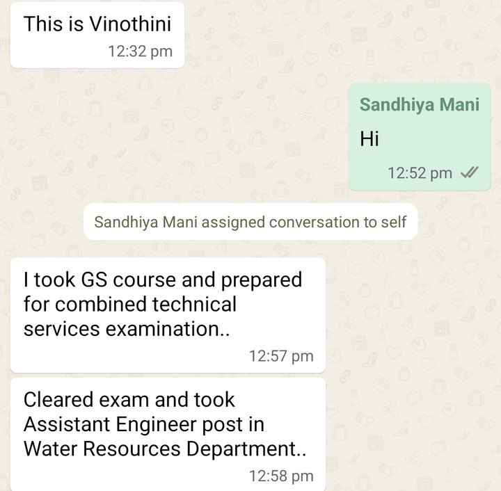 Vinothini, Assistant Engineer exam, 2024